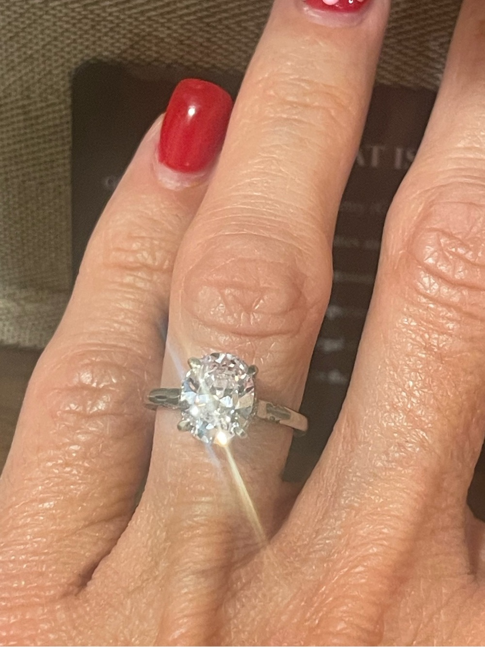 2.5 ct  Oval Solitaire moissanite Ring size 4 in sterling Silver